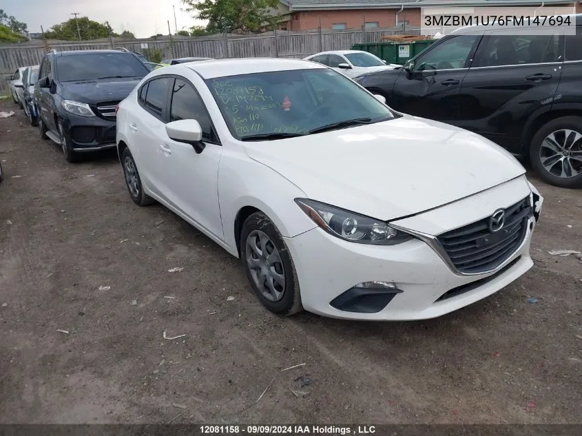 2015 Mazda Mazda3 VIN: 3MZBM1U76FM147694 Lot: 12081158