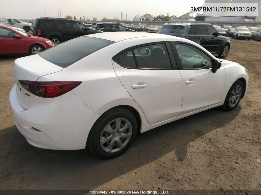 2015 Mazda Mazda3 VIN: 3MZBM1U72FM131542 Lot: 12090442