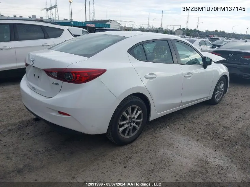 2015 Mazda Mazda3 VIN: 3MZBM1U70FM137145 Lot: 12091999