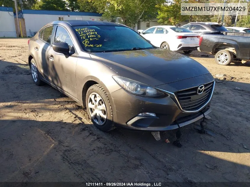 2015 Mazda Mazda3 VIN: 3MZBM1U7XFM204429 Lot: 12111411