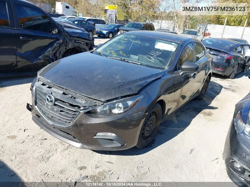 2015 Mazda Mazda3 VIN: 3MZBM1V75FM236123 Lot: 12116742