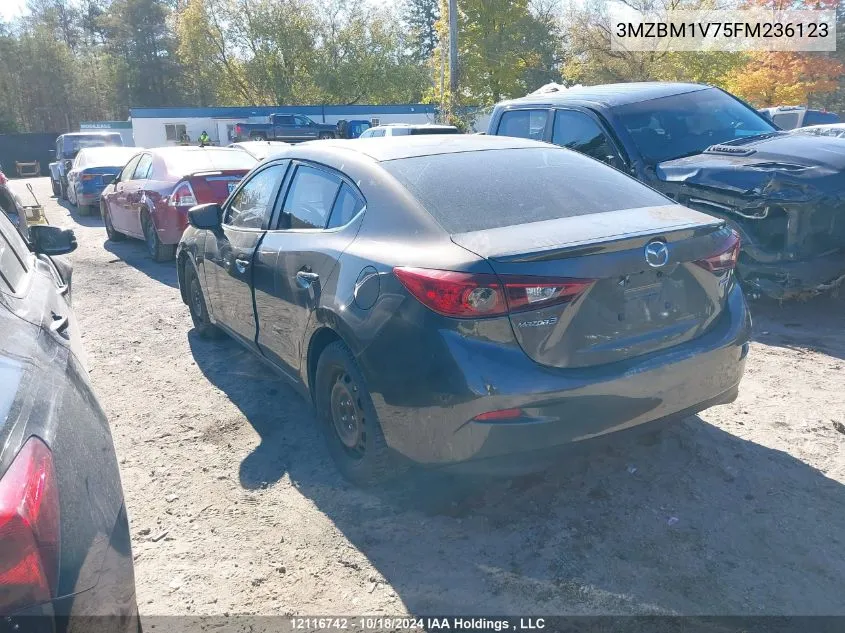 2015 Mazda Mazda3 VIN: 3MZBM1V75FM236123 Lot: 12116742