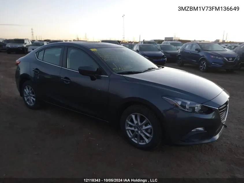 2015 Mazda 3 Touring VIN: 3MZBM1V73FM136649 Lot: 12118343