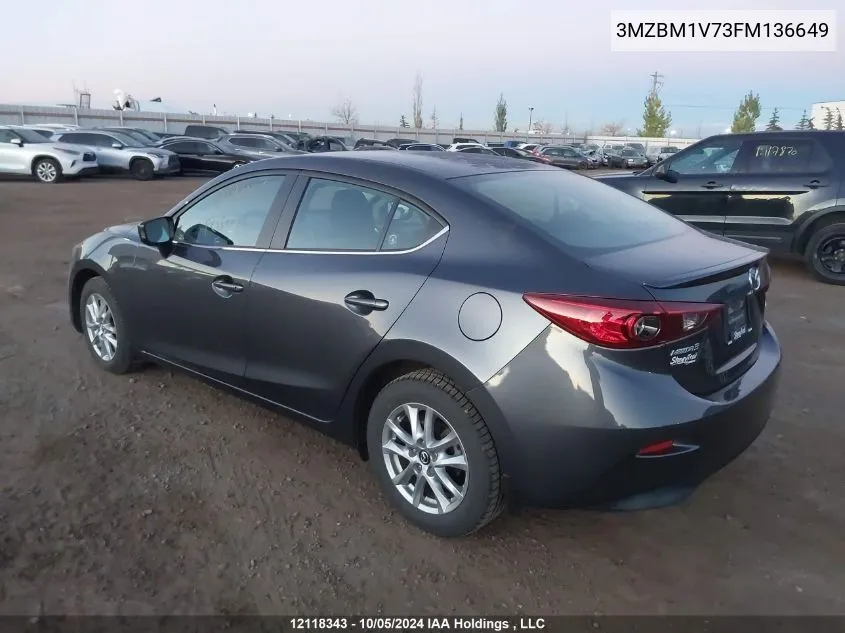 2015 Mazda 3 Touring VIN: 3MZBM1V73FM136649 Lot: 12118343