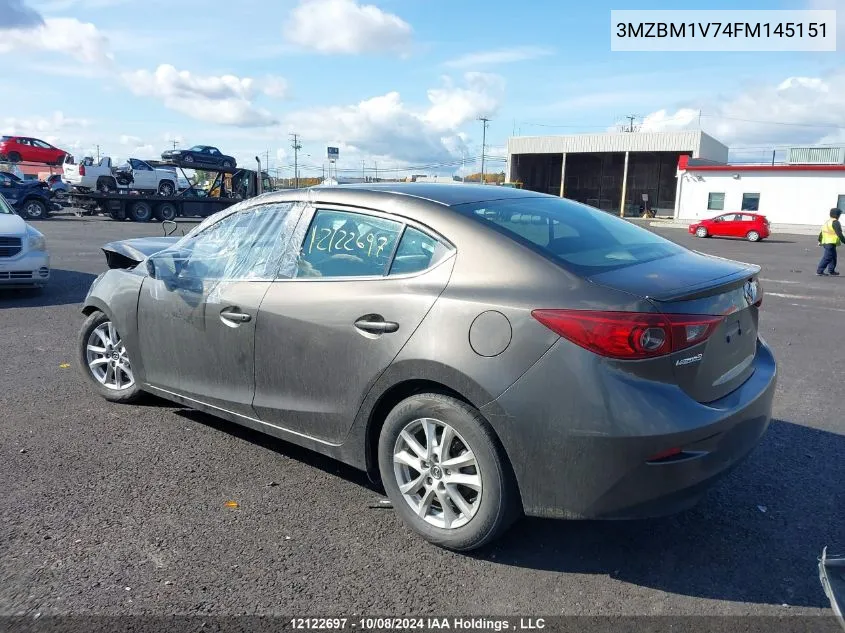 2015 Mazda 3 Touring VIN: 3MZBM1V74FM145151 Lot: 12122697