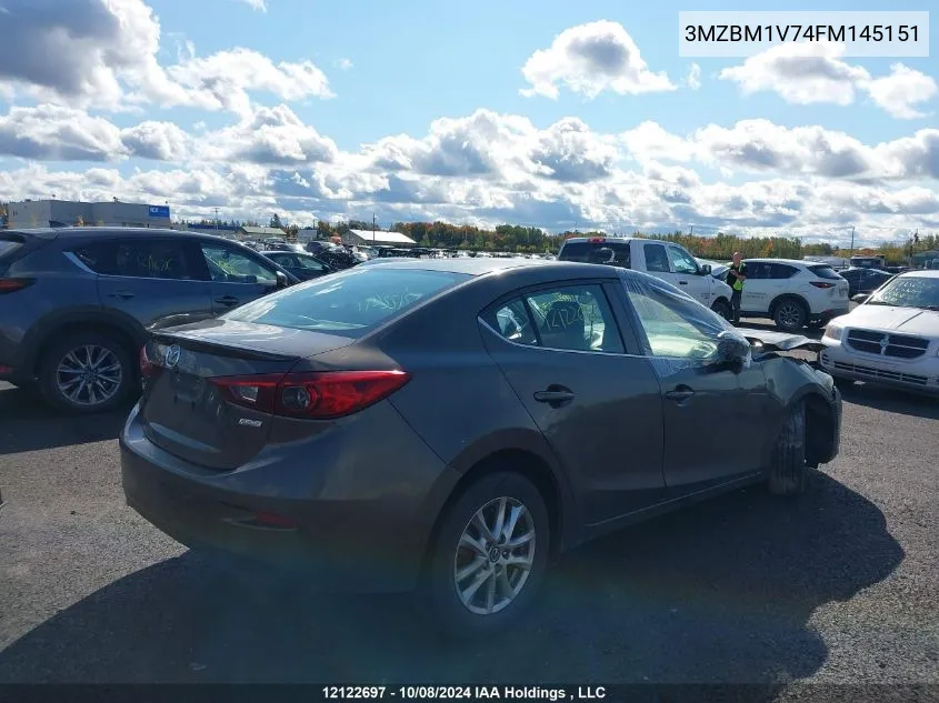 2015 Mazda 3 Touring VIN: 3MZBM1V74FM145151 Lot: 12122697