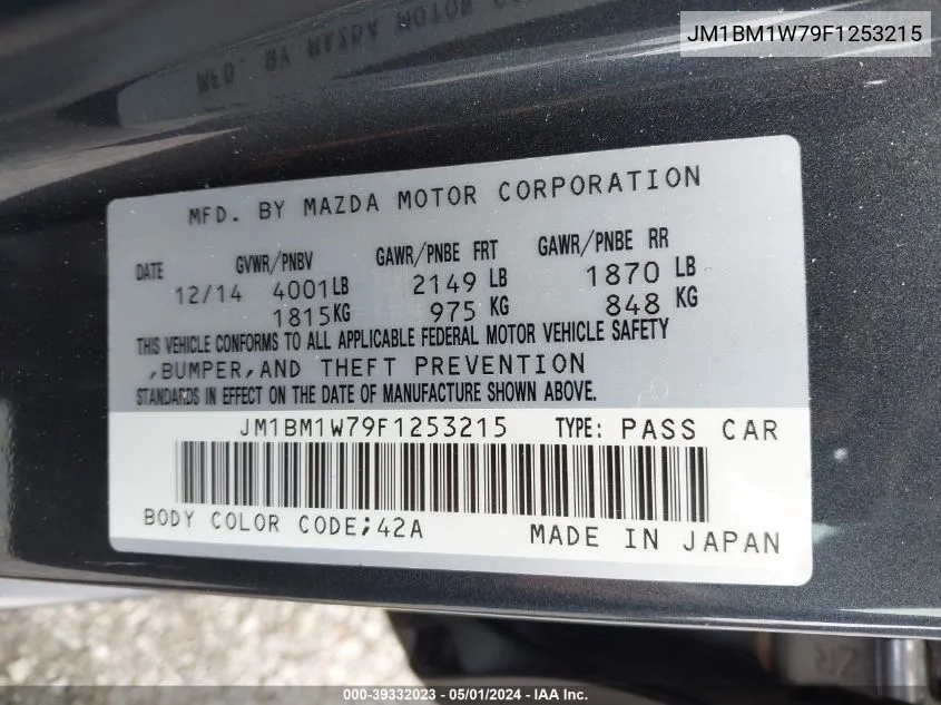 JM1BM1W79F1253215 2015 Mazda Mazda3 I Grand Touring