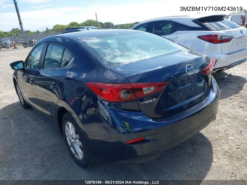 2016 Mazda Mazda3 VIN: 3MZBM1V71GM243619 Lot: 12076189