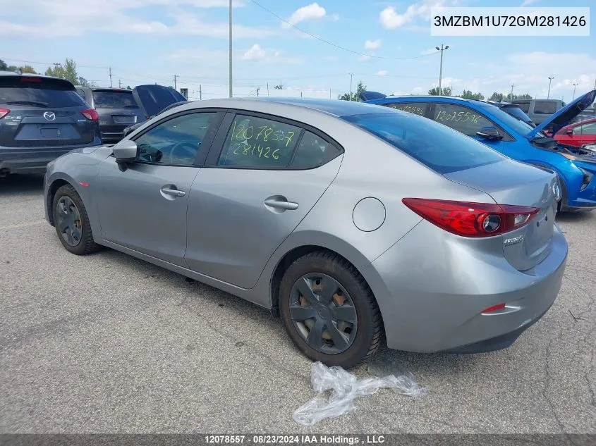 2016 Mazda Mazda3 VIN: 3MZBM1U72GM281426 Lot: 12078557