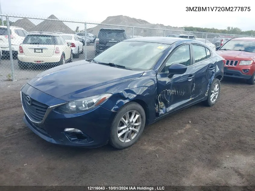 2016 Mazda Mazda3 VIN: 3MZBM1V72GM277875 Lot: 12116043