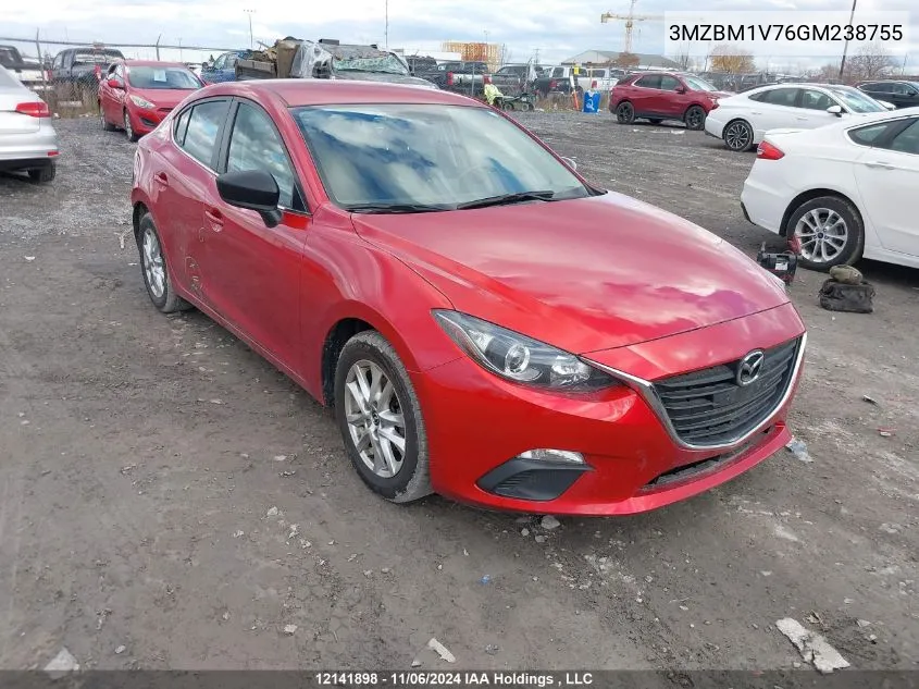 2016 Mazda Mazda3 VIN: 3MZBM1V76GM238755 Lot: 12141898