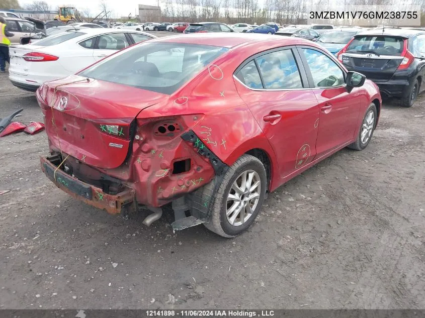 2016 Mazda Mazda3 VIN: 3MZBM1V76GM238755 Lot: 12141898