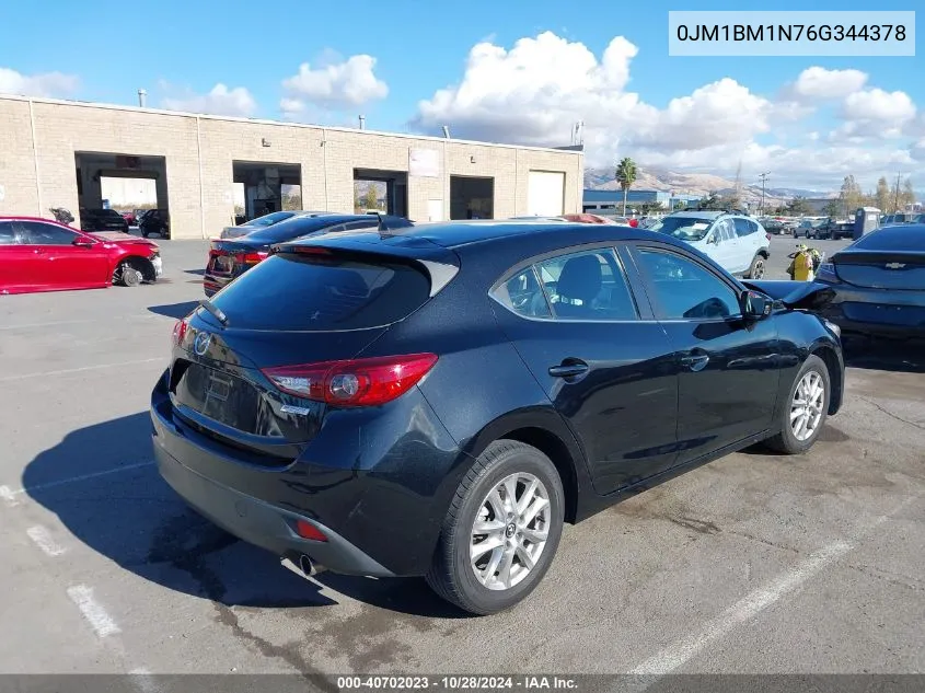 2016 Mazda 3 VIN: 0JM1BM1N76G344378 Lot: 40702023