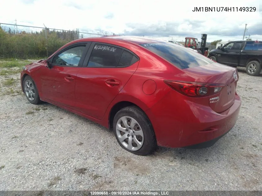 2017 Mazda Mazda3 VIN: JM1BN1U74H1149329 Lot: 12090658