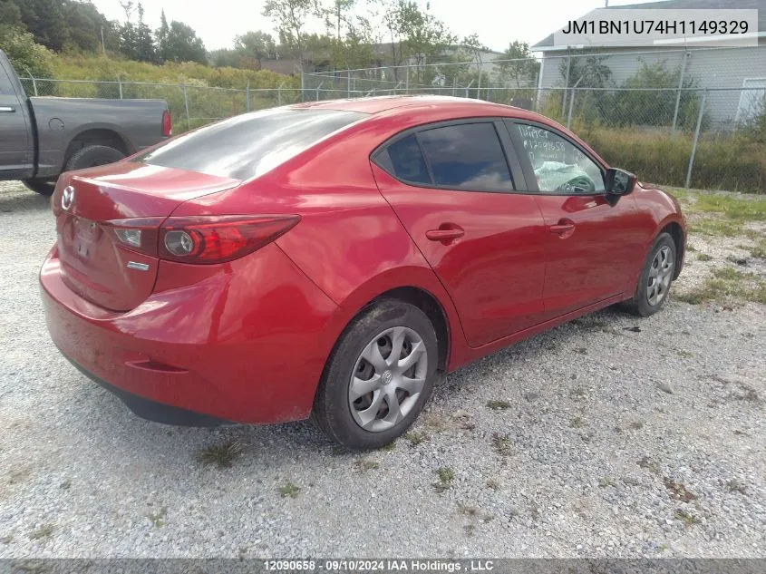 2017 Mazda Mazda3 VIN: JM1BN1U74H1149329 Lot: 12090658