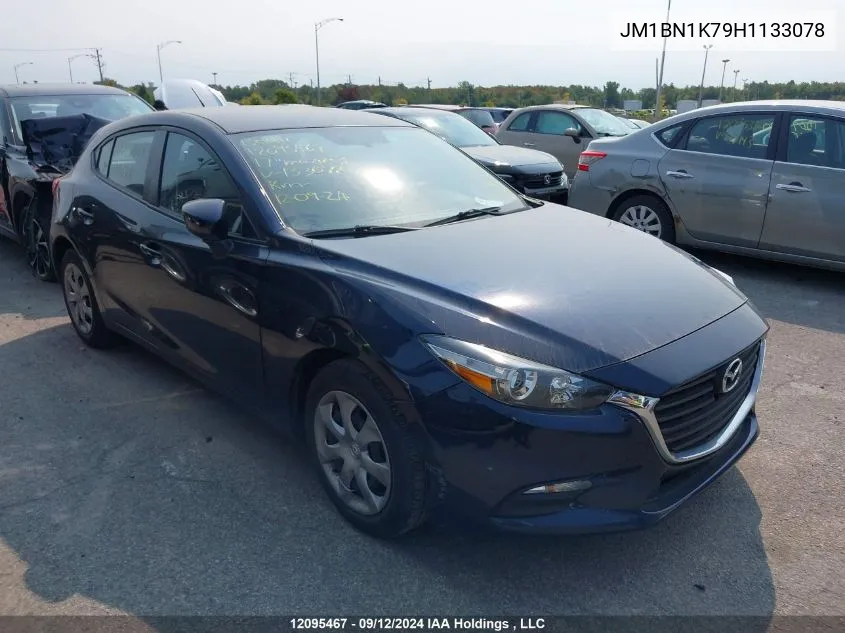 2017 Mazda Mazda3 VIN: JM1BN1K79H1133078 Lot: 12095467