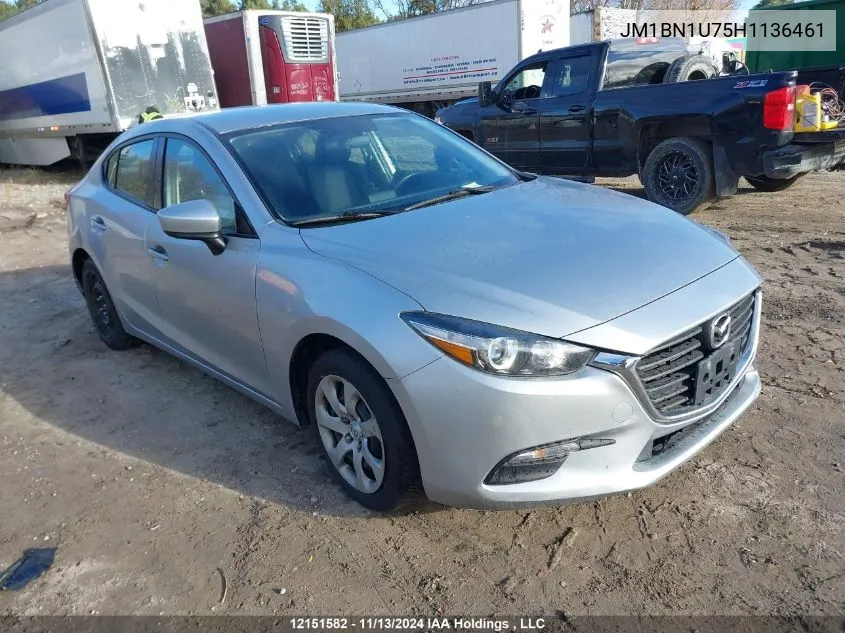 2017 Mazda Mazda3 VIN: JM1BN1U75H1136461 Lot: 12151582