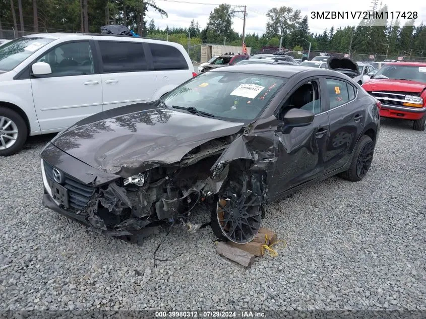 2017 Mazda 3 Touring VIN: 3MZBN1V72HM117428 Lot: 39980312