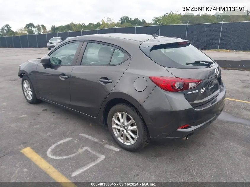 2017 Mazda Mazda3 Sport VIN: 3MZBN1K74HM113191 Lot: 40353645