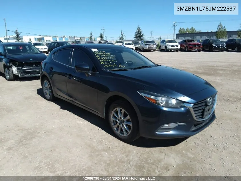 2018 Mazda 3 Touring VIN: 3MZBN1L75JM222537 Lot: 12086798