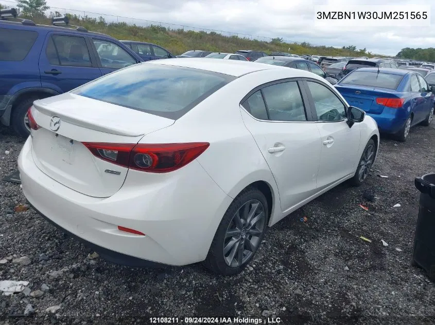 2018 Mazda 3 Grand Touring VIN: 3MZBN1W30JM251565 Lot: 12108211