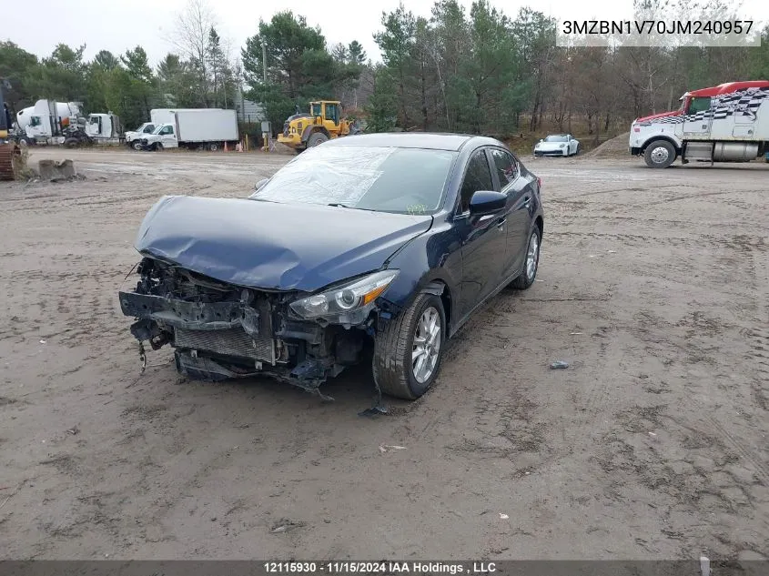 2018 Mazda Mazda3 VIN: 3MZBN1V70JM240957 Lot: 12115930