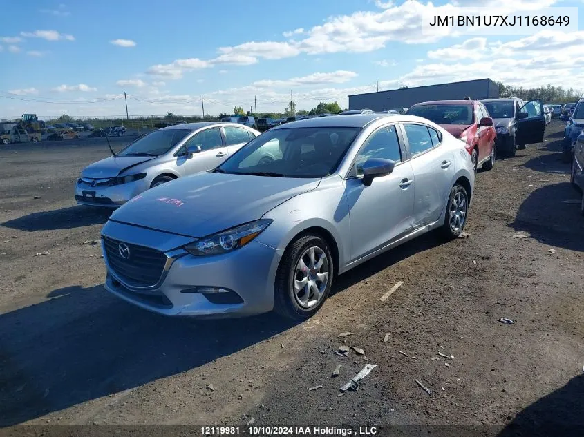 2018 Mazda Mazda3 VIN: JM1BN1U7XJ1168649 Lot: 12119981