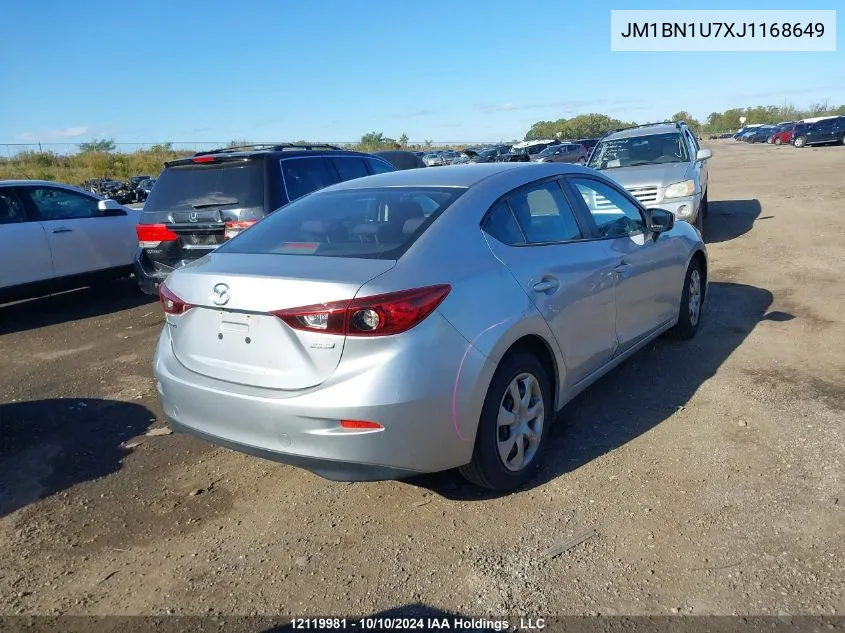 2018 Mazda Mazda3 VIN: JM1BN1U7XJ1168649 Lot: 12119981