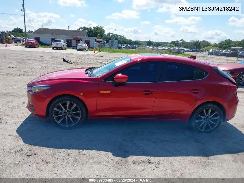 2018 Mazda Mazda3 Touring VIN: 3MZBN1L33JM218242 Lot: 39733485