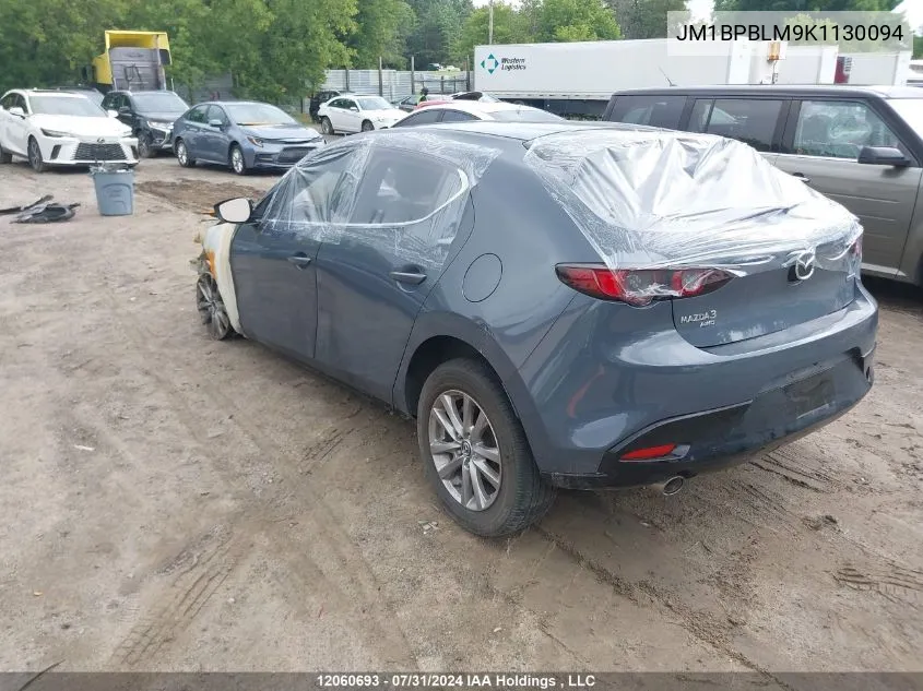 2019 Mazda 3 Preferred Plus VIN: JM1BPBLM9K1130094 Lot: 12060693