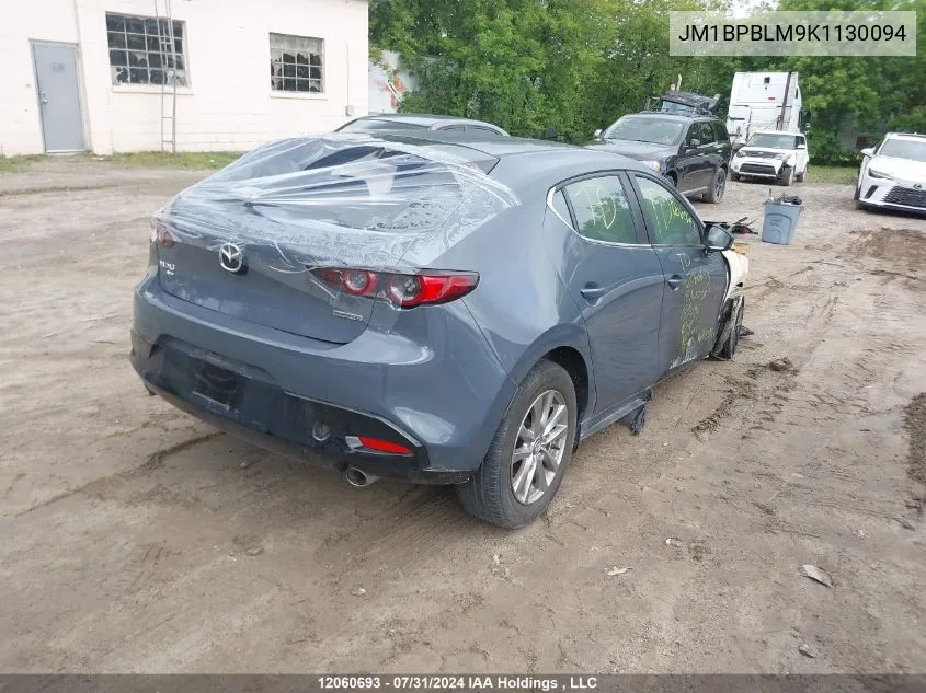 2019 Mazda 3 Preferred Plus VIN: JM1BPBLM9K1130094 Lot: 12060693