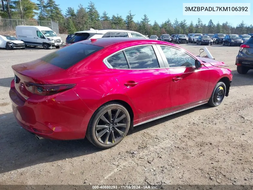 2019 Mazda Mazda3 Preferred Package VIN: 3MZBPADL7KM106392 Lot: 40880293