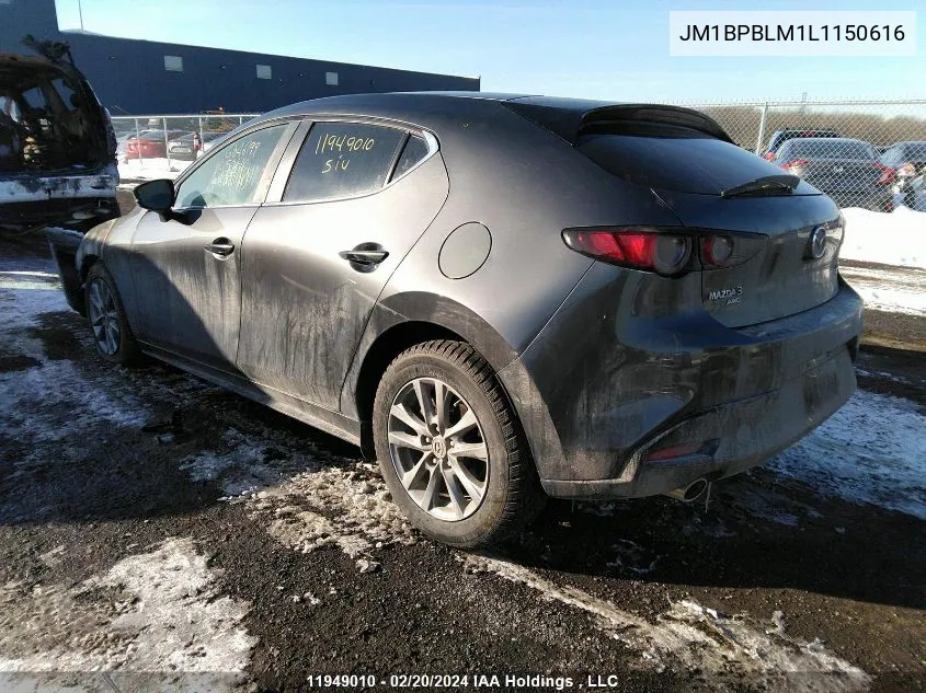 2020 Mazda 3 VIN: JM1BPBLM1L1150616 Lot: 11949010