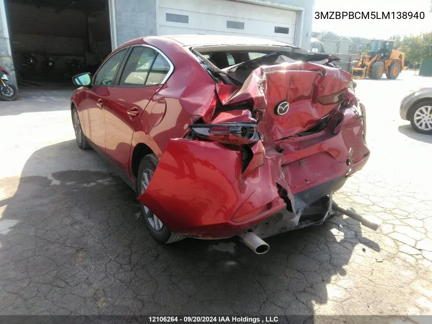 2020 Mazda 3 Select VIN: 3MZBPBCM5LM138940 Lot: 12106264