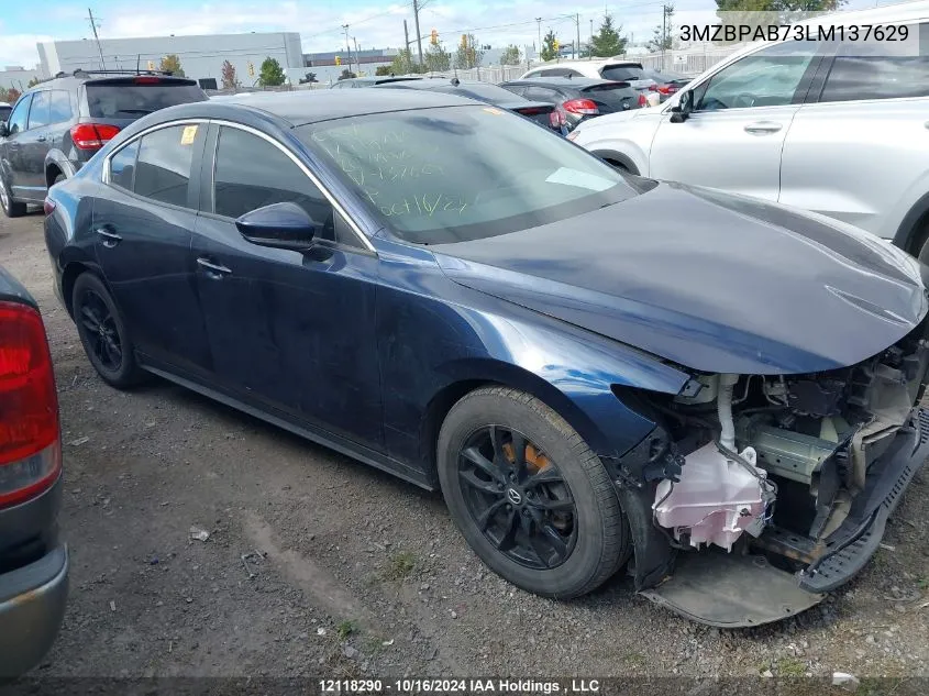 2020 Mazda Mazda3 VIN: 3MZBPAB73LM137629 Lot: 12118290