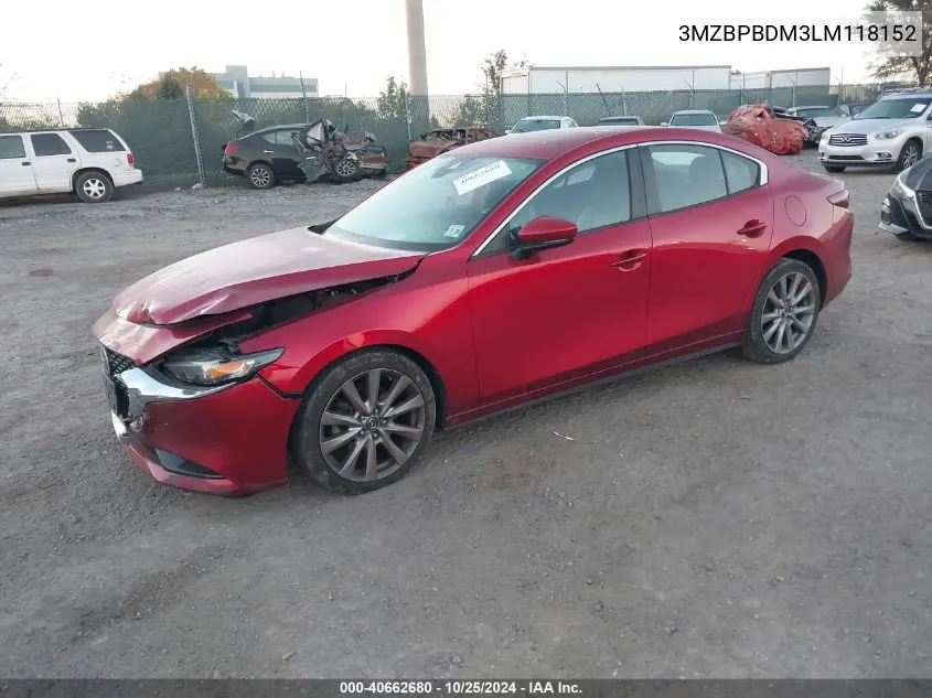 2020 Mazda Mazda3 Preferred VIN: 3MZBPBDM3LM118152 Lot: 40662680