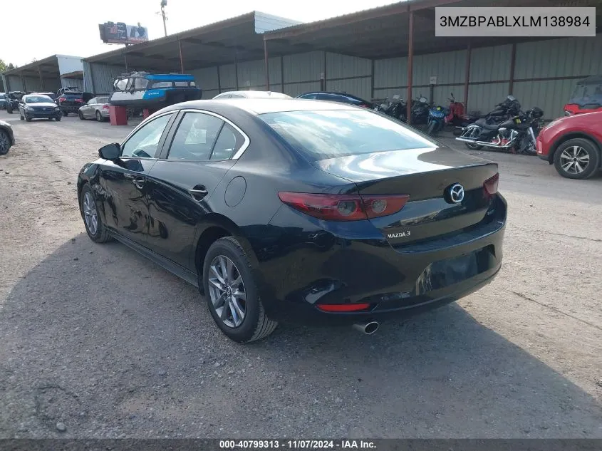 2020 Mazda Mazda3 VIN: 3MZBPABLXLM138984 Lot: 40799313