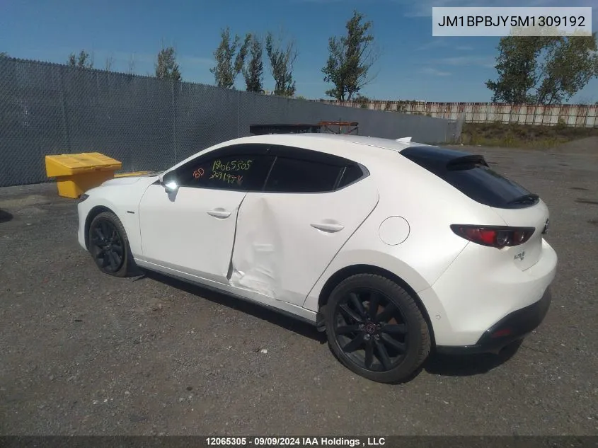 2021 Mazda 3 VIN: JM1BPBJY5M1309192 Lot: 12065305