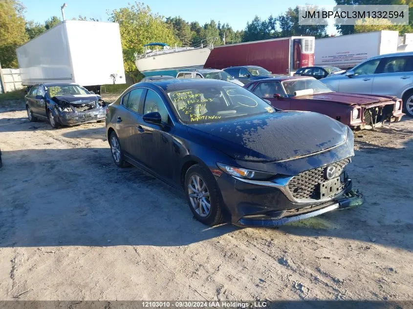 2021 Mazda Mazda3 VIN: JM1BPACL3M1332594 Lot: 12103010