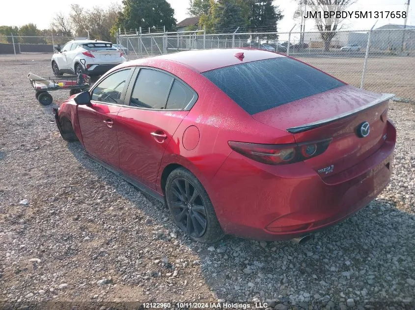 2021 Mazda Mazda3 VIN: JM1BPBDY5M1317658 Lot: 12122960