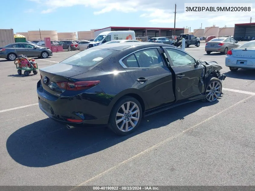 2021 Mazda Mazda3 Select VIN: 3MZBPABL9MM200988 Lot: 40190922