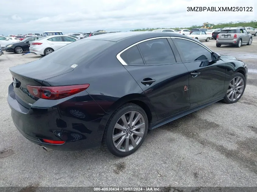 2021 Mazda 3 Select VIN: 3MZBPABLXMM250122 Lot: 40530434