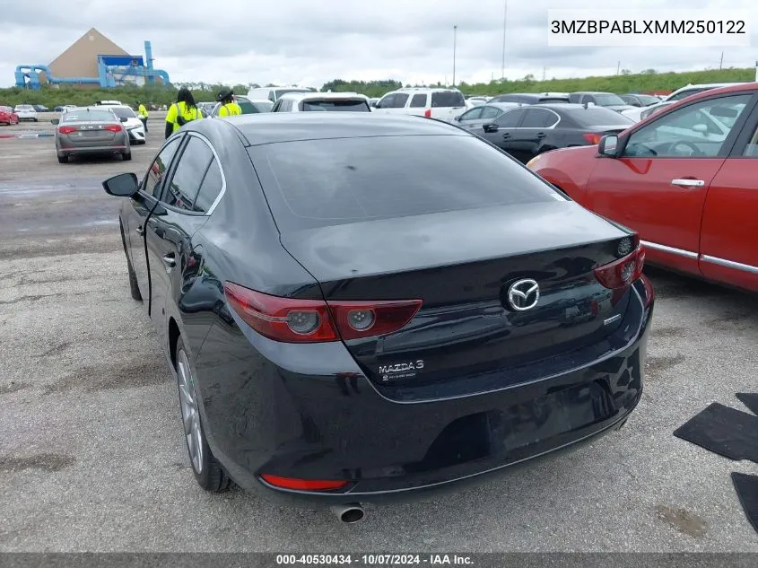 2021 Mazda 3 Select VIN: 3MZBPABLXMM250122 Lot: 40530434