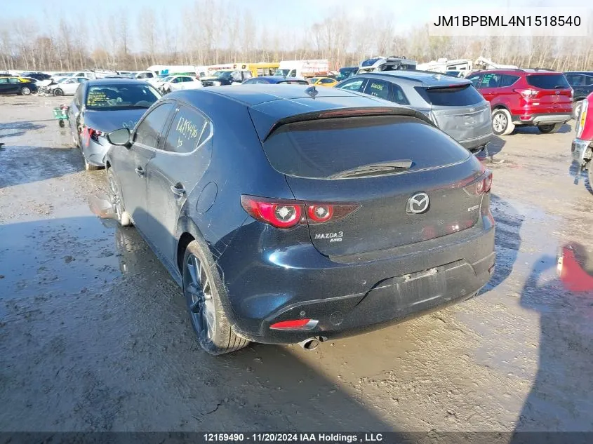 2022 Mazda 3 Premium VIN: JM1BPBML4N1518540 Lot: 12159490