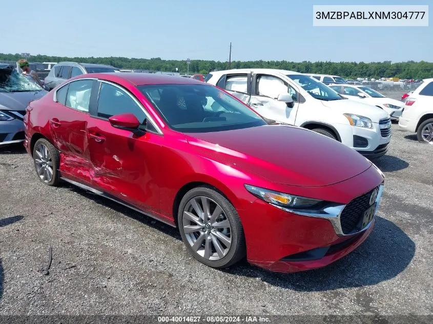 2022 Mazda Mazda3 Select VIN: 3MZBPABLXNM304777 Lot: 40014627