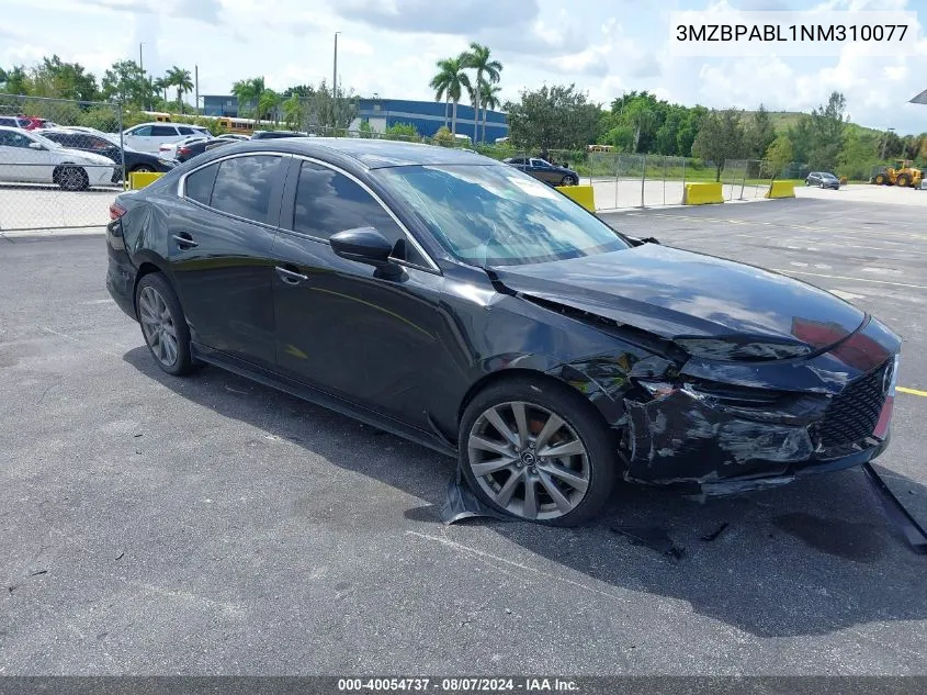 2022 Mazda Mazda3 Select VIN: 3MZBPABL1NM310077 Lot: 40054737