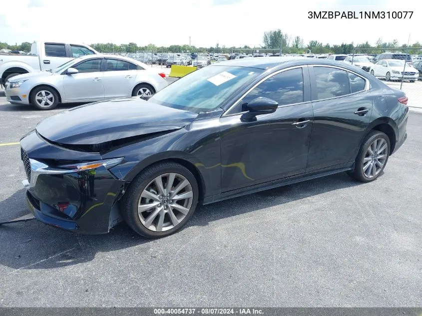 2022 Mazda Mazda3 Select VIN: 3MZBPABL1NM310077 Lot: 40054737