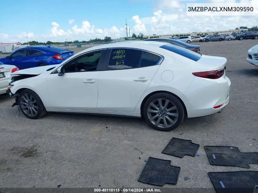 2022 Mazda Mazda3 Preferred VIN: 3MZBPACLXNM309590 Lot: 40110115