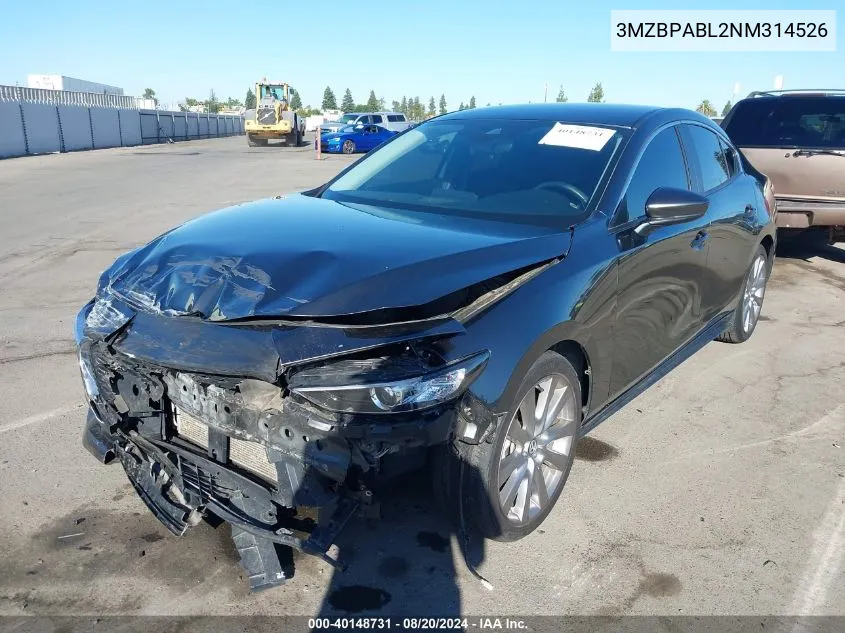 2022 Mazda Mazda3 Select VIN: 3MZBPABL2NM314526 Lot: 40148731