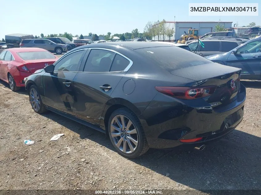 2022 Mazda Mazda3 Select VIN: 3MZBPABLXNM304715 Lot: 40262236